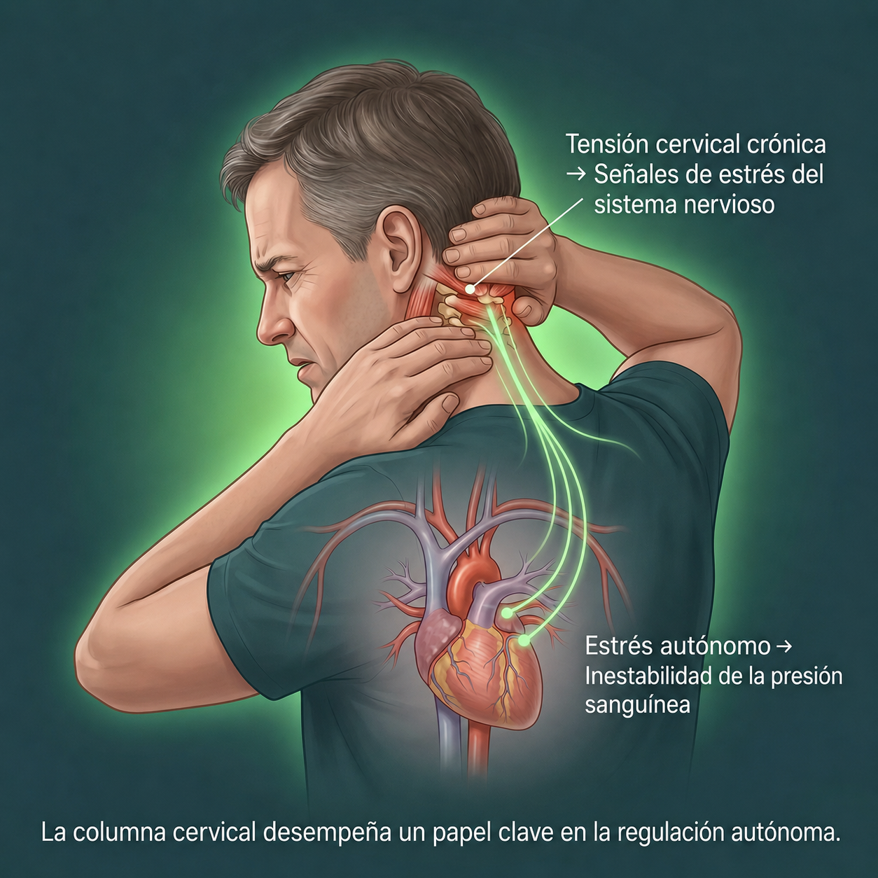 Tensión cervical crónica y señales de estrés del sistema nervioso